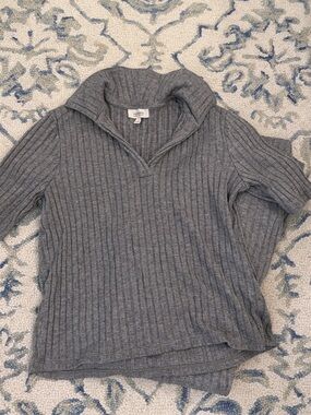 Ribbed Grey Collared V-Neck Sweater and matching pants set - Haven well within
